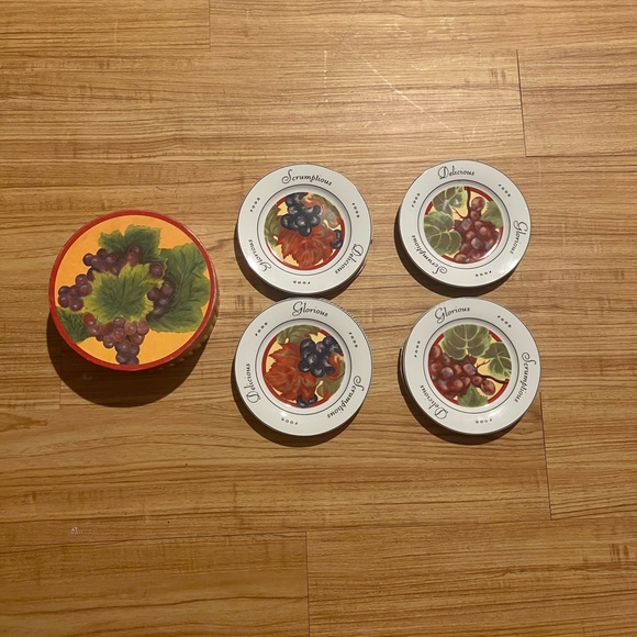 4pc The Monkey and the Peddler 6.5'' Dessert Plates Vendange - Picture 2 of 10